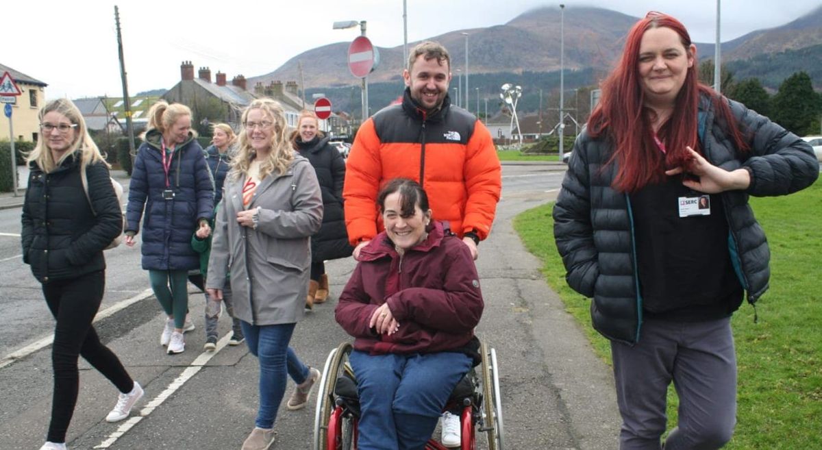 Staff and Students from SERC Newcastle Campus on a 'Time to Talk Walk'